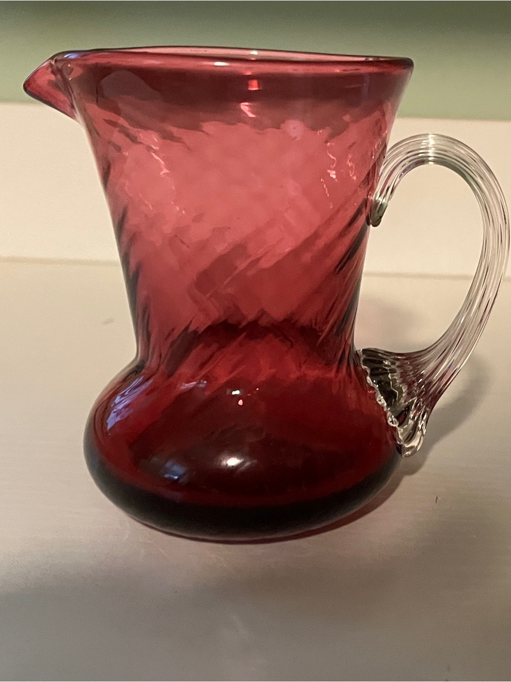 Art Glass Ruby Red Decorative Pitcher - Unbranded